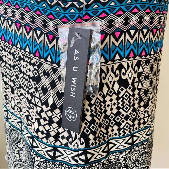 AS U WISH midi DRESS with bright blue bohemian Shift DRESS lined sleeveless M - Picture 5 of 13